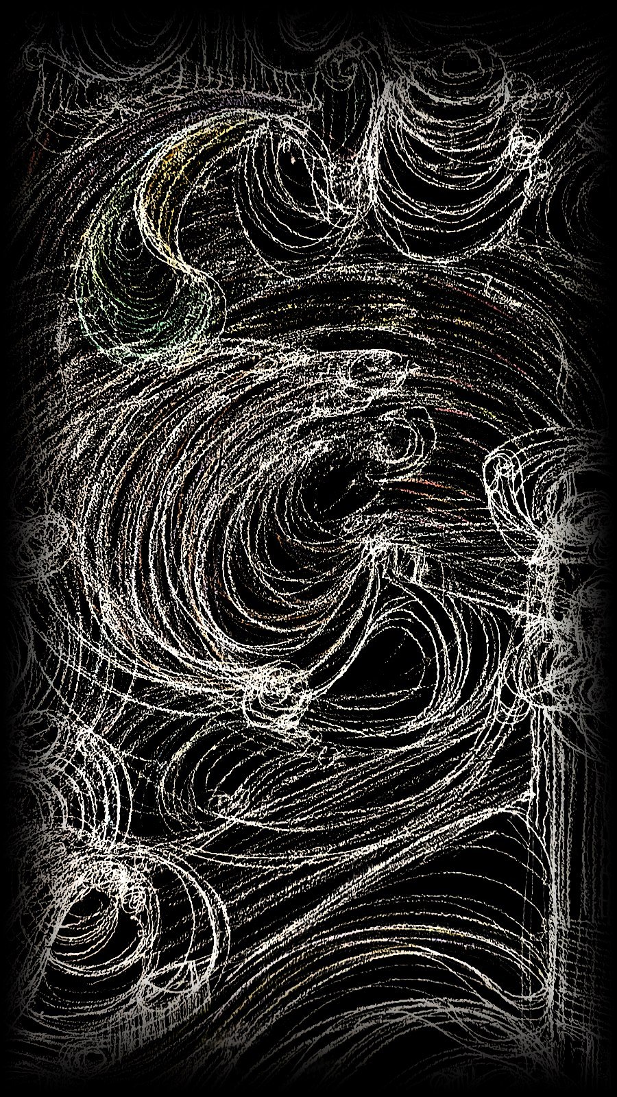 Wall drawing in graphite and coloured pencil